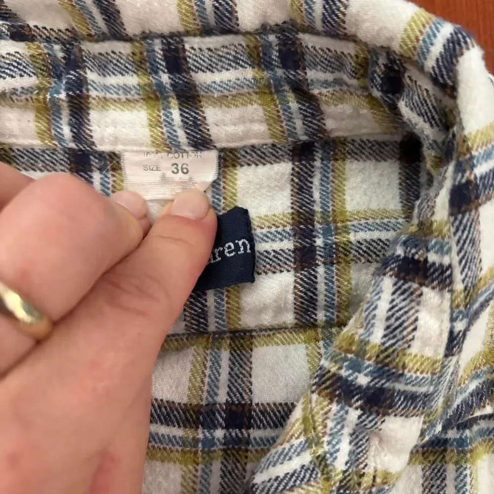 Ralph- Lauren Kid's Flannel Plaid Long Sleeve Button Down Shirt EU Size 4-6